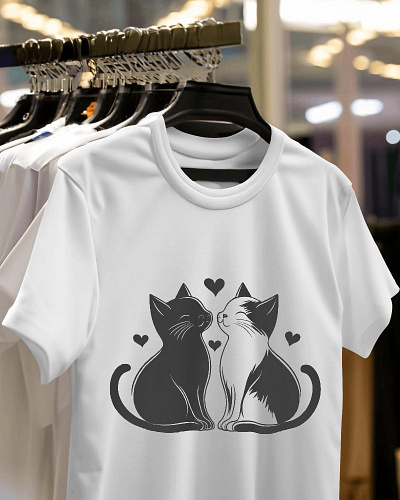 Couple black cat and white cat t-shirt design black cat black cat t shirt branding cat apparel cat clothing cat lover cat print t shirt cat t shirt colorful cat shirt design feline fashion graphic design illustration logo premium cat tee soft cat shirt t shirt t shirt design t shirt designs t shirts