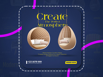 Modern Social Media Furniture Ads Poster Designs! 3d animation branding logo motion graphics ui