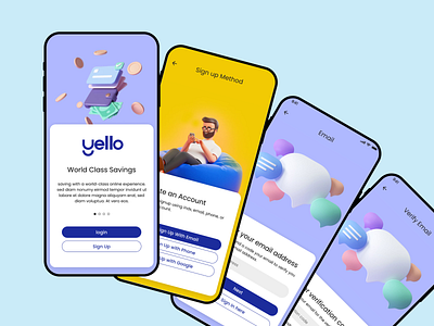 Mobile Savings app 3d design figma fintech investment mobile app savings ui ux yello