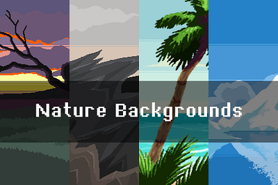 4 Free Seamless Nature Pixel Backgrounds 2d art asset assets background backgrounds bg game game assets gamedev illustration indie indie game pack parallax pixel pixelart pixelated seamless set