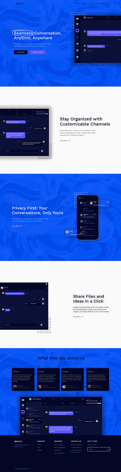 Connectly: A chatapp landing page chatapp landing page ui ui ux designer ux web design website