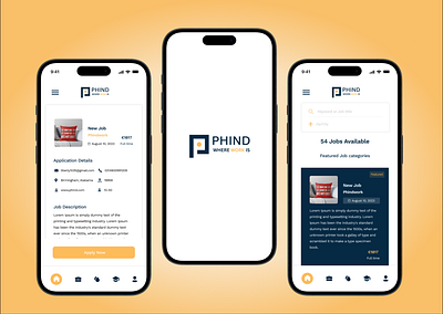 PHIND a Job finding Application adobe xd branding figma graphic design ui ux