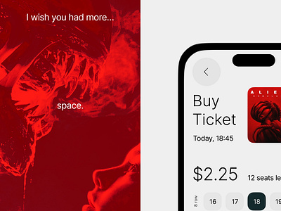 Cinema App / UI Design alien app appdesign movie poster romul ticket uidesign uiux