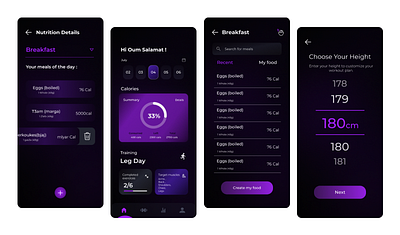 Gym and Nutrition App app design ui