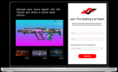 V alertservice dailyui design gunskins logo mailinglist mailingservice subscriptionpage ui valorant