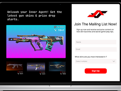 V alertservice dailyui design gunskins logo mailinglist mailingservice subscriptionpage ui valorant