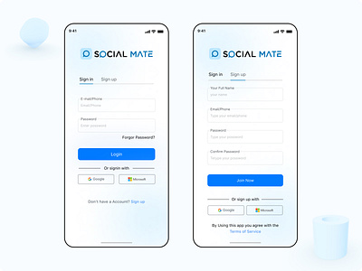 Sign Up and Log in Page Design branding mobile application onboarding onboarding design sign in app sign in ui sign up app sign up page social apps social login social sign up ui user experience user interface design