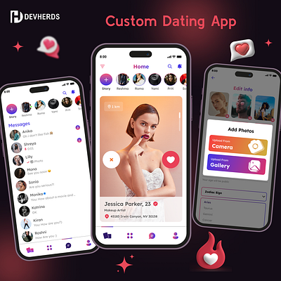 Custom Dating App Development ♥ app design custom app customise app dating dating app ui ux