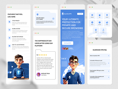 Guardian VPN | Homepage Mobile app clean design home homepage illustration internet landing page location mobile network proxy security service suarasa ui usability vpn website