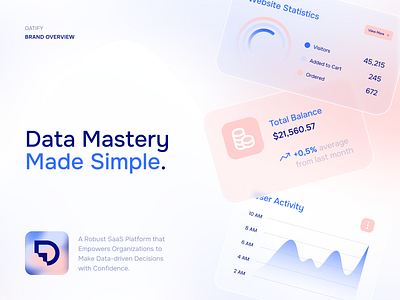 Datify - Brand Design for Saas Platform b2b saas brand board brand deck brand design brand pattern brand poster branding inspiration branding mockup branding template data illustration data table hire ui ux designer hire web designer logo logo design modern brand identity saas saas dashboard saas logo saas website