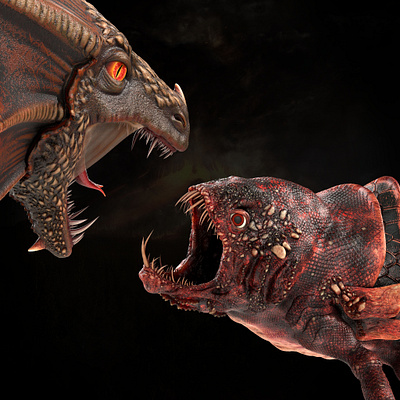 Dragon vs Sea king 3d artist 3d modeler arnold render maya substance painter zbrush