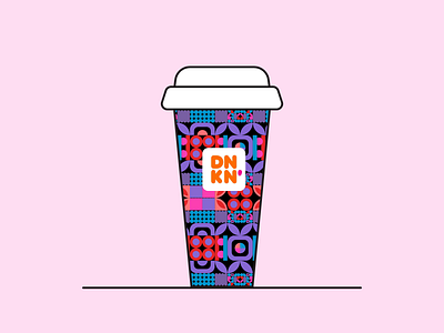 Coffee Cup Packaging Design | Animated Patterns animation app bold branding coffee colorful design dunkin donuts geometric graphic design illustration illustrator logo motion graphics package pattern sizes svg animation svgator to go