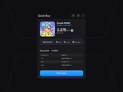 Quick buy modal exploration featuring doodle #6699 crypto ethereum modal nft offer table ui