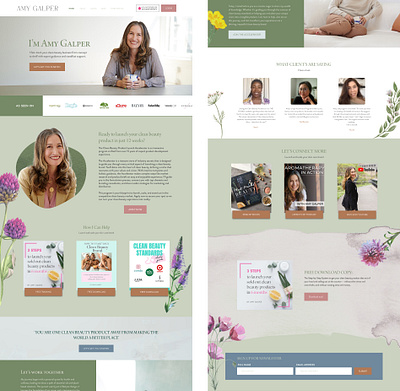 Website Redesign for a Beauty Products Coaching Brand beauty books branding coaching cosmatic design education figma floral graphic design green illustration landing page logo photoshop redesign skin ui ux vector