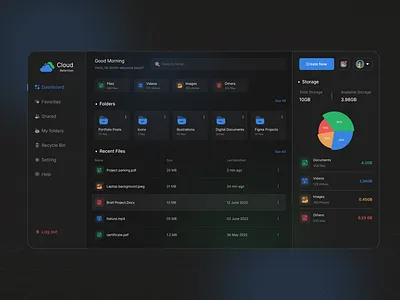 Cloud Storage Dashboard Design branding cloud dashboard design file product storage template ui