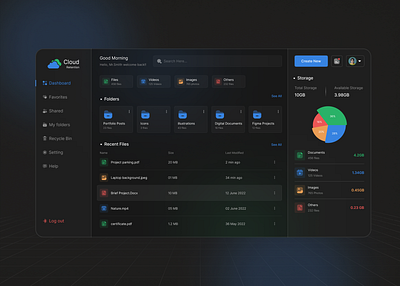 Cloud Storage Dashboard Design branding cloud dashboard design file product storage template ui