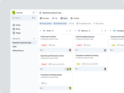 Project management / Kanban board b2b b2c board board view filters issues kanban light list navigation productivity project management projects saas sidebar tabs tasks to do web app