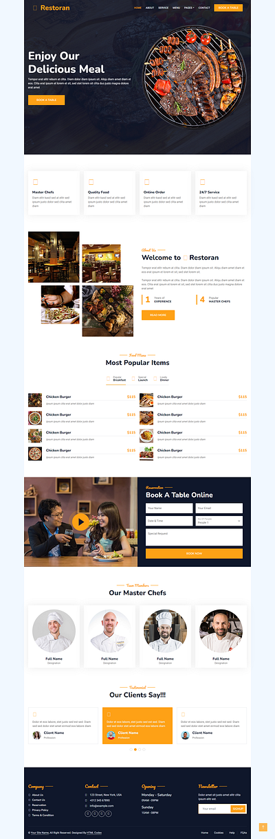 Restaurant web design css design figma html ui ux