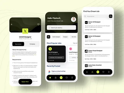 Job Finder App analytics app ui branding cards design figma graphic design illustration logo ui