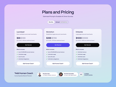 Luella - SaaS Pricing Section clean design glass gradient pricing saas table ui design web design