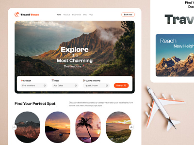 Travel Landing Page adventure agency agency website clean design destination hiking holiday landing page mountain travel travel agency traveling ui ui design ux vacation web web design website
