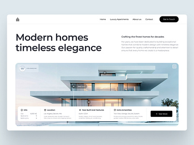 Real Estate Landing Page apartment architecture building business clean design elegant home house landing page luxury minimal properties property real estate ui ux web web design web ui