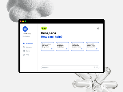 AI Assistant WebApp ai business advisor ai integration ai powered platform ai solutions business management business planning tool desktop app ui digital business assistant financial forecasting productivity tool ux design web design