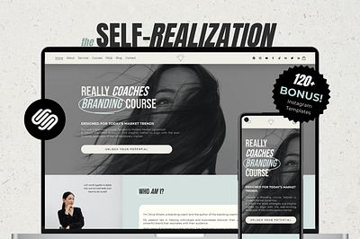 Self-Realization Coaches Squarespace 7.1 Website Template academy brand branding coach coaching course creator education interface online school shop site squarespace store ui web webdesign webinar website