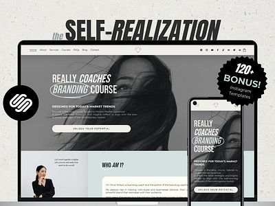 Self-Realization Coaches Squarespace 7.1 Website Template academy brand branding coach coaching course creator education interface online school shop site squarespace store ui web webdesign webinar website