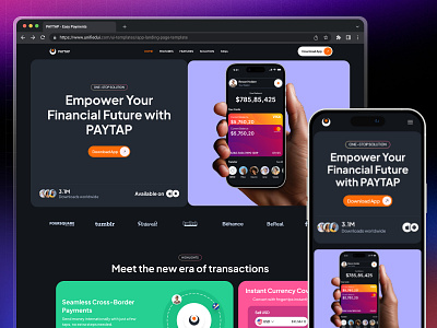 Paytap — Landing page design budget components crypto design digital banking fintech fintech app free ui kit landing landing page money online banking ui ui kit uidesign unified ui unifiedui