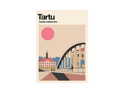 Postcard "Tartu" graphic design illustration vector