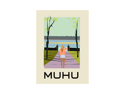 Postcard "Muhu" graphic design illustration typography