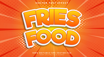 Fries Food 3d editable text style Template fries