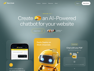 Nero Code UI concept ai chatbot cuberto graphics interface design landing page ui ui design ux web