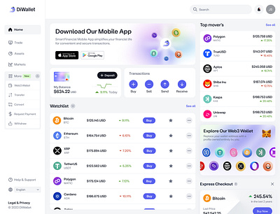 DiWallet Dashboard 2d animation 3d animation dashboard motion motion graphics musemind ui ui animation uiux