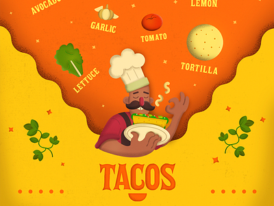 TACOS - VISUAL INGREDIENTS flatdesign food foodillustration illustration illustrationart ingredients mexicanfood taco tacorecipe vibrantcolors