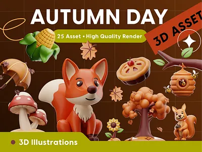 3D Autumn Icons