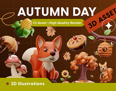 3D Autumn Icons