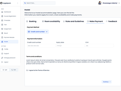 hostel booking; making payment hostel booking making payment uiux