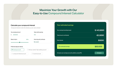 Compound interest calculator design ui ui ux ux web design