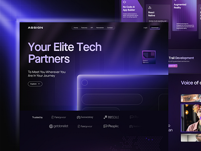 Dark Glowing Futuristic Landing Page advanced agency branding dark futuristic glowing landing page ui