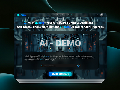 Quorra AI - Project Fictive Design ai landing page ui ux web design web site