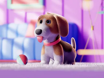 Beego 3d 3d character c4d dog lowpoly pet