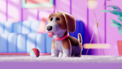 Beego 3d 3d character c4d dog lowpoly pet