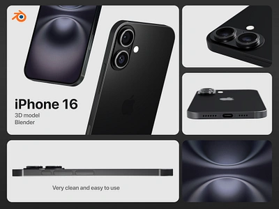 iPhone 16 - 3D model. Blender 3D mockup 16 3d 3d model 3ds max apple assets blender blender 3d cinema 4d graphic design ios iphone iphone 16 iphone 16 pro maya mock up mockup pro ui