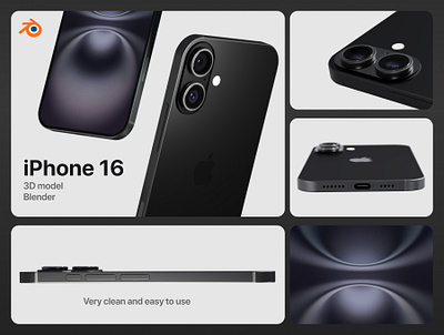 iPhone 16 - 3D model. Blender 3D mockup 16 3d 3d model 3ds max apple assets blender blender 3d cinema 4d graphic design ios iphone iphone 16 iphone 16 pro maya mock up mockup pro ui