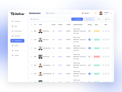 Delivery management - List of drivers - A SaaS for deliveryman admin app branding dashboard deliveryman design desktop driver figma homepage illustration management saas staff ui user management ux website