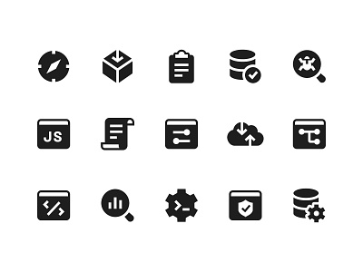 Icons for Web Solutions adobe illustrator cloud services coding data management database icons programming security solid vector web development