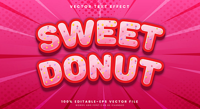 Sweet Donut 3d editable text style Template cooking