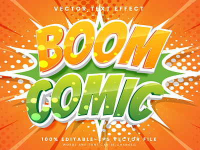 Boom Comic 3d editable text style Template explosion